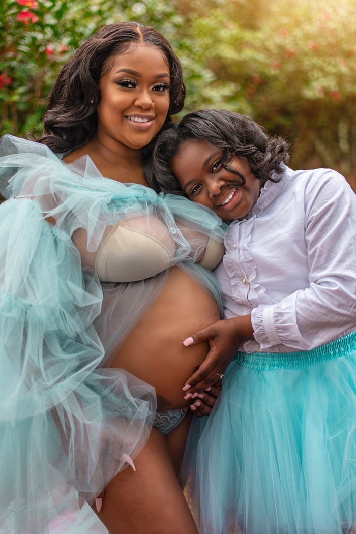 Preona Dress - Open Front Maternity Tulle Gown - Dimaz