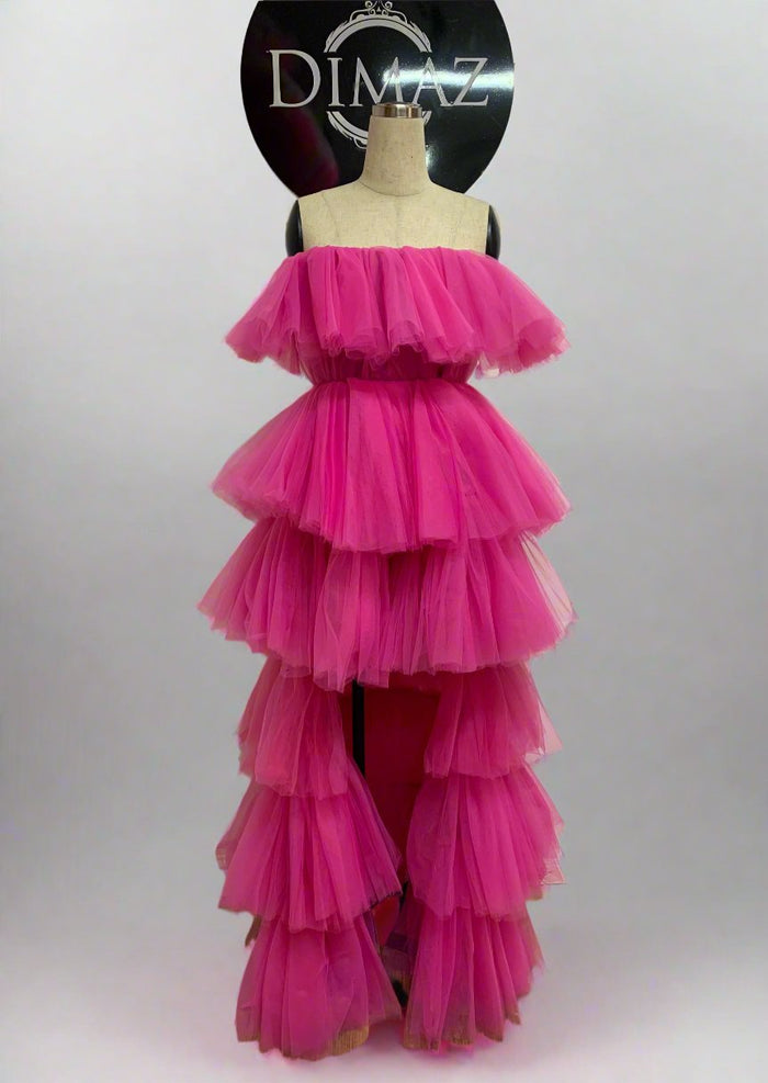 Puffy Coco Dress - High-Low Asymmetric Dress - Dimaz