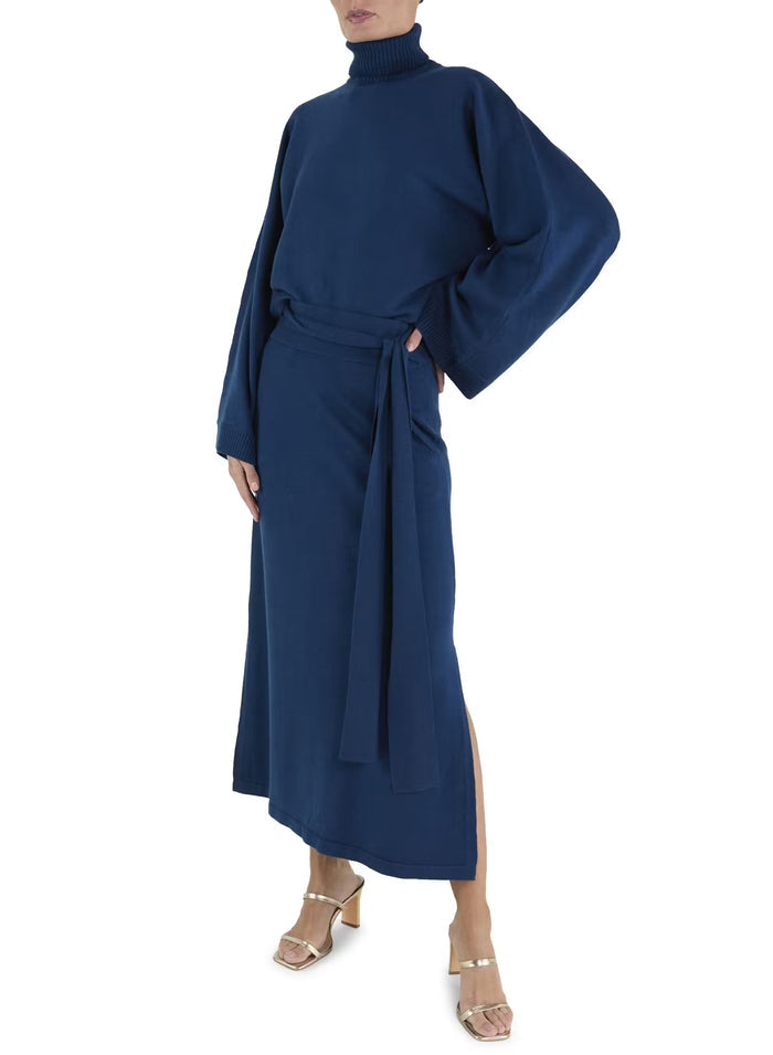 Ra7043 Teal Knit Wrap Skirt