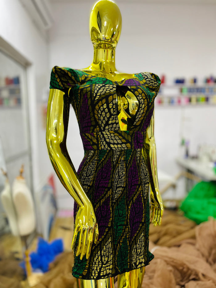 Rena Ankara Bust Cut-Out Dress - Dimaz