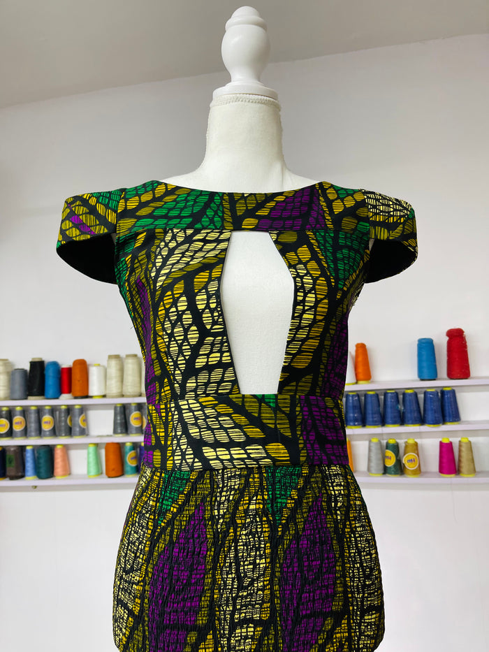 Rena Ankara Bust Cut-Out Dress - Dimaz