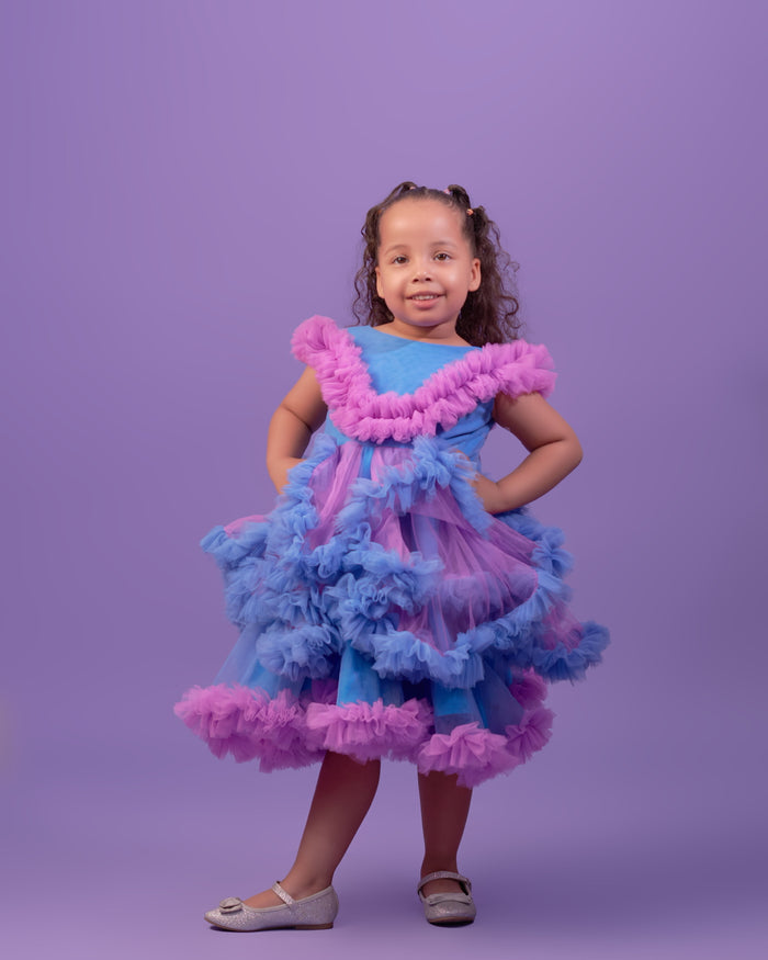 Riele Dress - Purple & Blue Tulle Dress for Girls - Dimaz