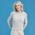 Woman wearing Royal Merino - Flourish Jumper (RM3037) in the colour Light Sand/Natural