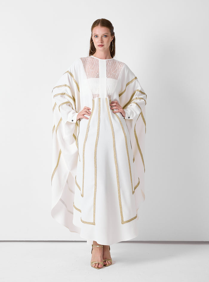 Royal Of White Kaftan with Golden Accents - Store WF