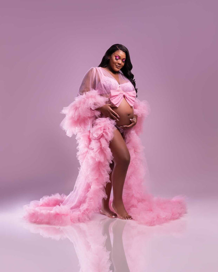 Sabrina Robe - Ruffled Tulle Maternity and Bridal Photoshoot Robe - Dimaz