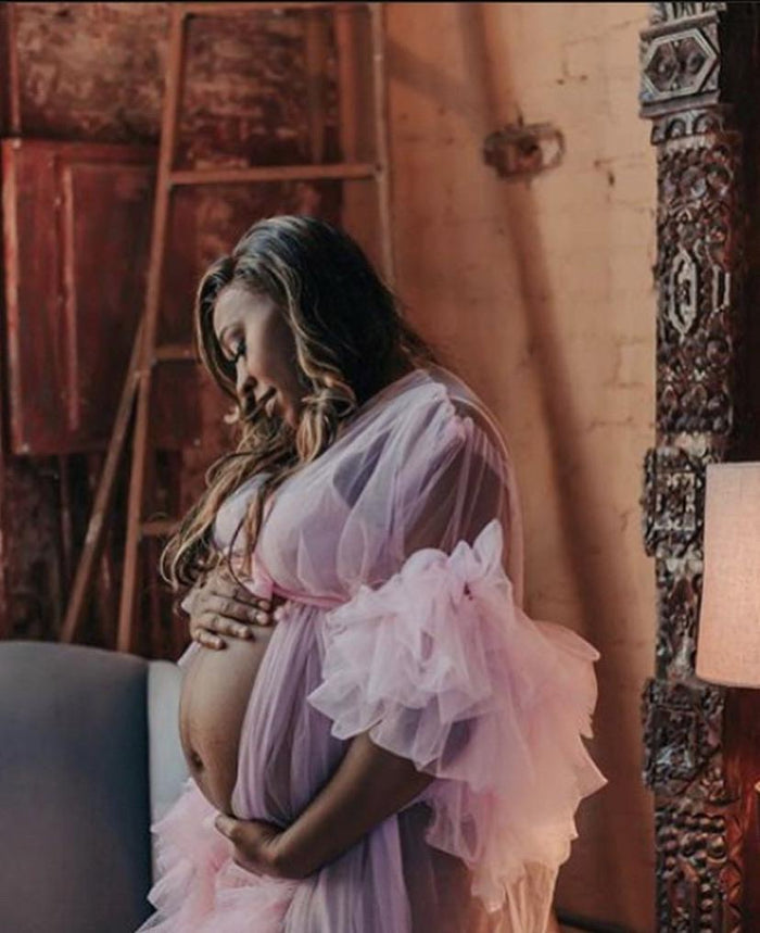 Sabrina Robe - Ruffled Tulle Maternity and Bridal Photoshoot Robe - Dimaz