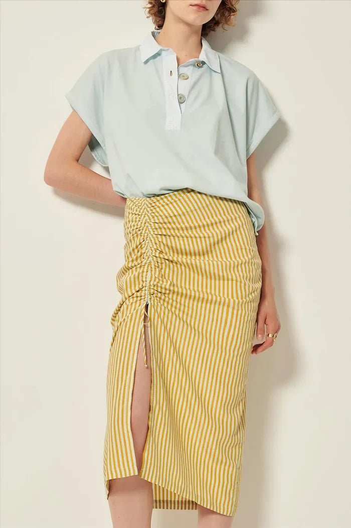 Se6001 Stripe Midi Skirt