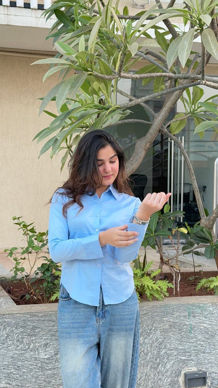 Sky blue fitted shirt
