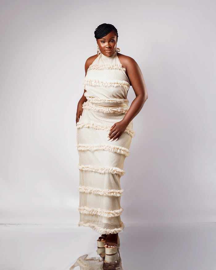 Soft Elegance Dress - Halter Neck Maxi Dress - Dimaz