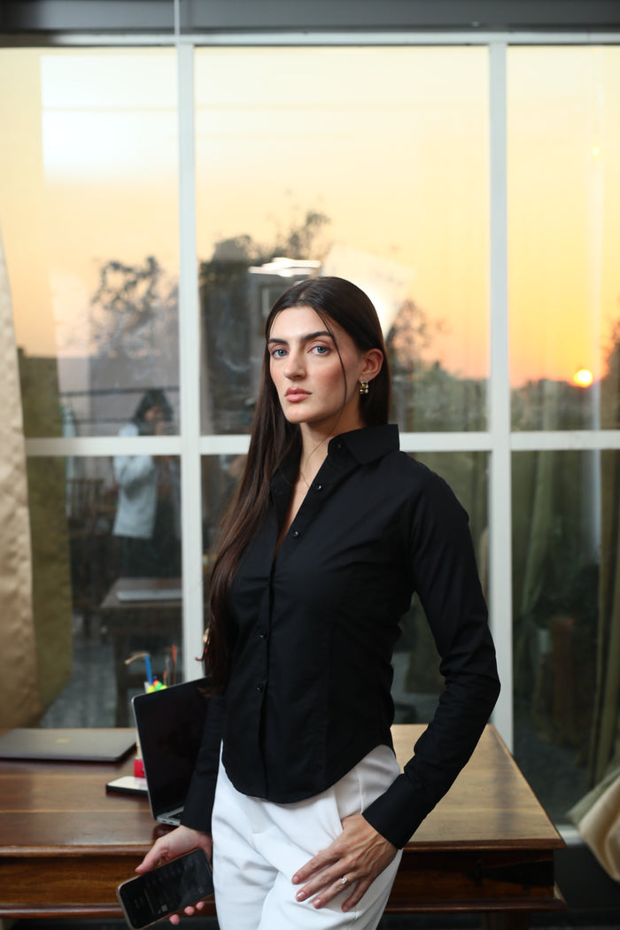 Stella black fitted Shirt (with drawstrings)
