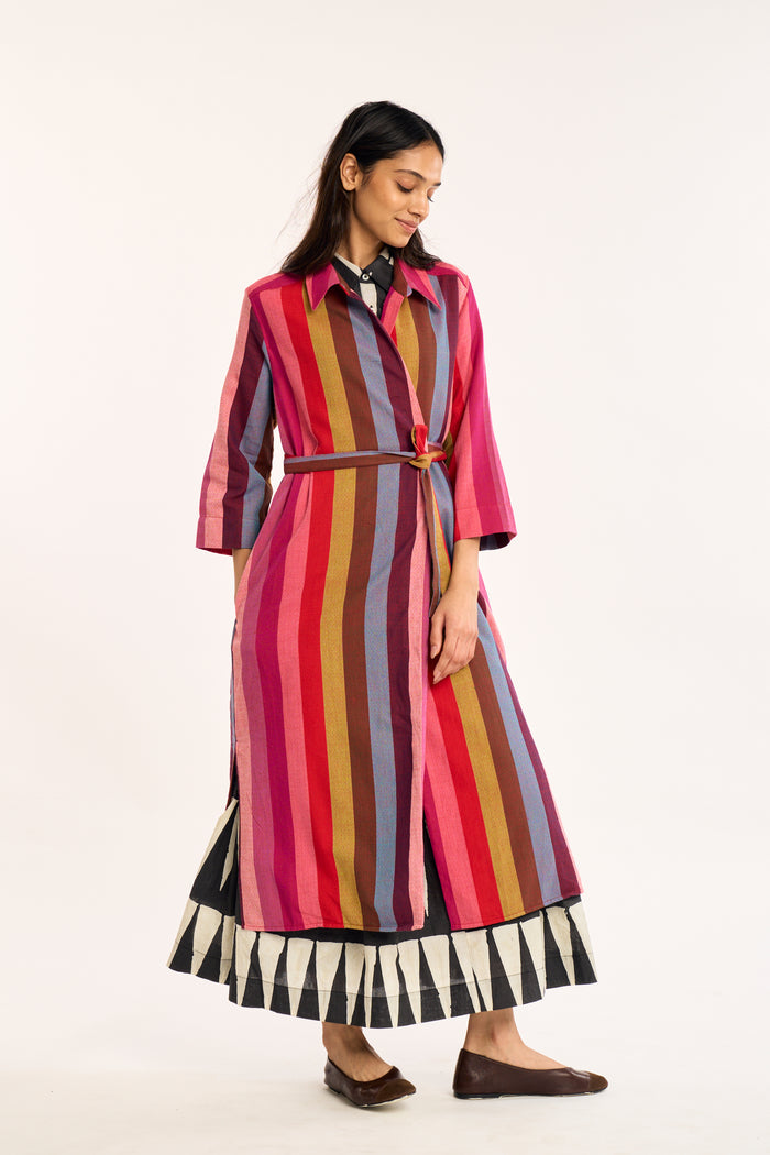 STELLA WRAP DRESS | MARGO	STRIPES