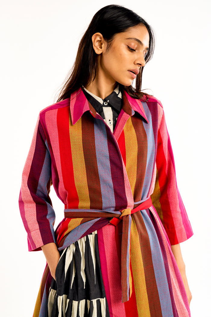 STELLA WRAP DRESS | MARGO	STRIPES