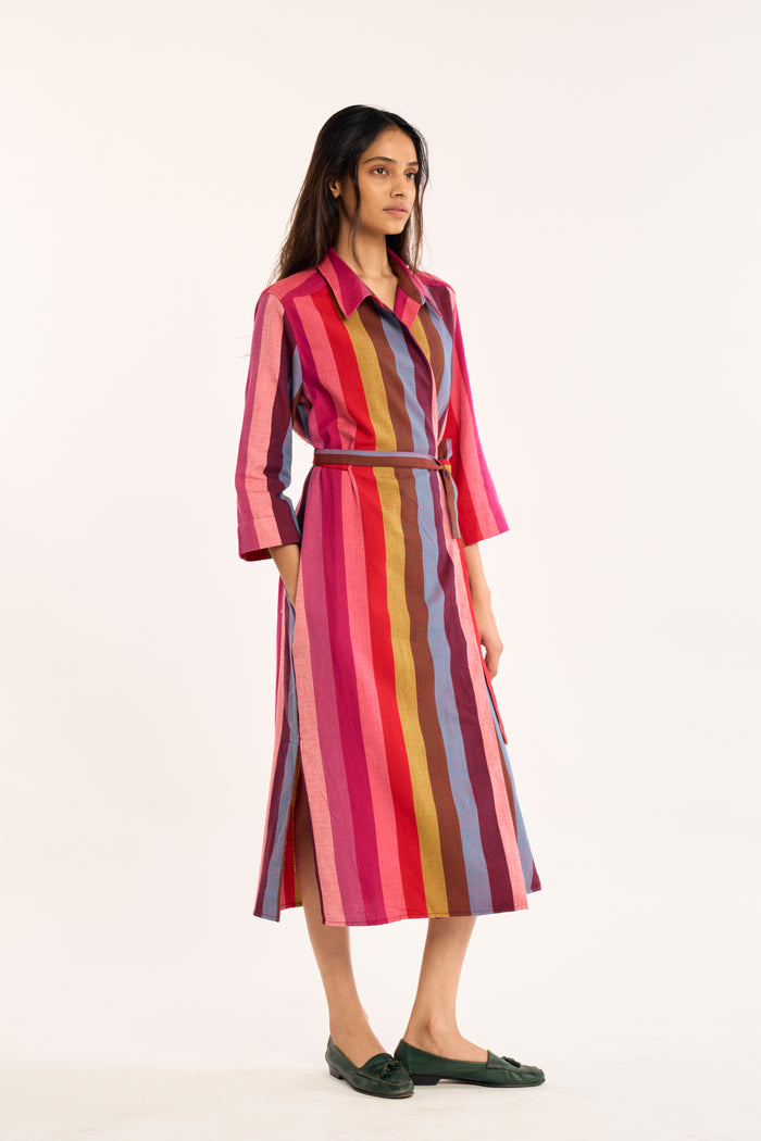 STELLA WRAP DRESS | MARGO	STRIPES