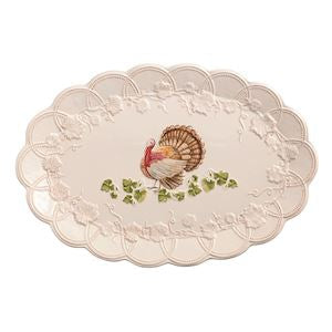 Stoneware Scalloped Turkey Platter