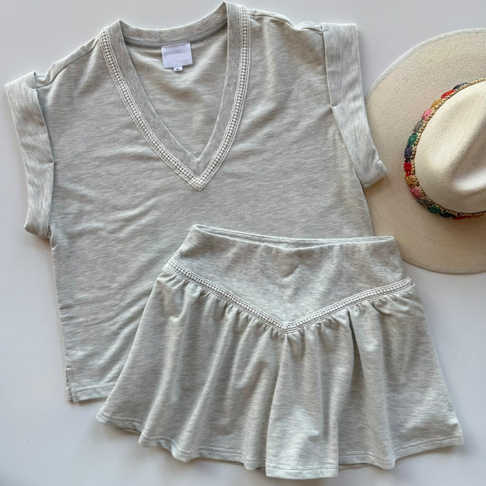 Su079 Pull On Skort - Light Grey