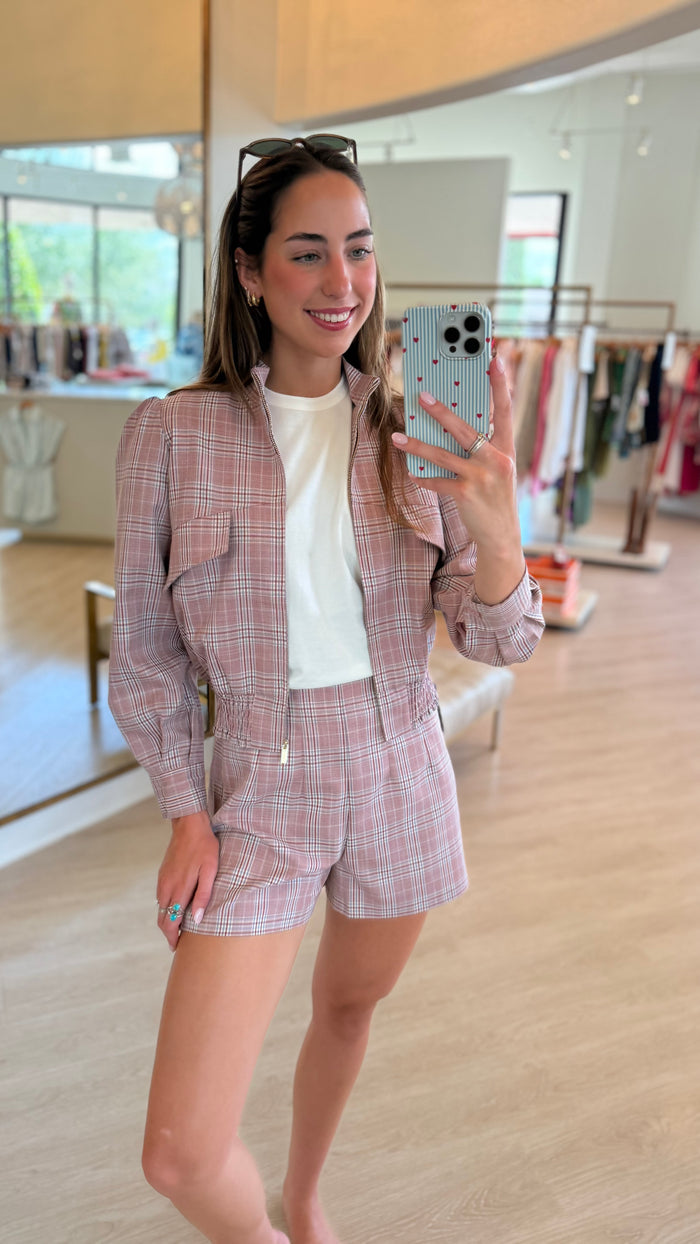 Su190 Pink Plaid Jacket