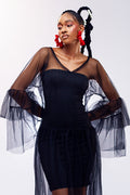 Sunlit Dream Dress - Sheer Tulle Long Sleeve Dress - Dimaz