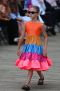 Sunset Carnival Girls Dress - Colorful Tiered Dress - Dimaz