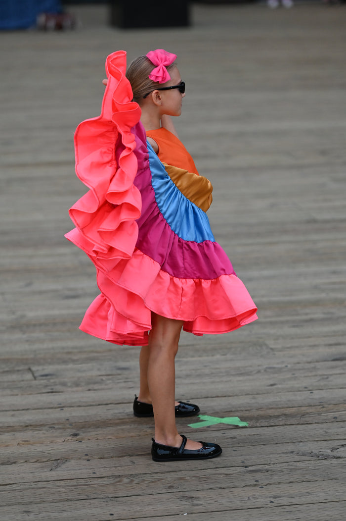 Sunset Carnival Girls Dress - Colorful Tiered Dress - Dimaz