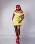 Sweet Lemon Set - Off-Shoulder Crop Top & Mini Skirt - Dimaz