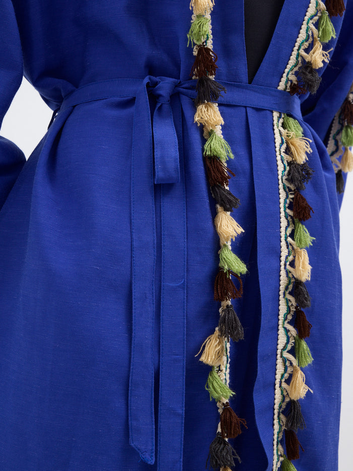 Tassel Kimono & Trouser Set Blue - Store WF