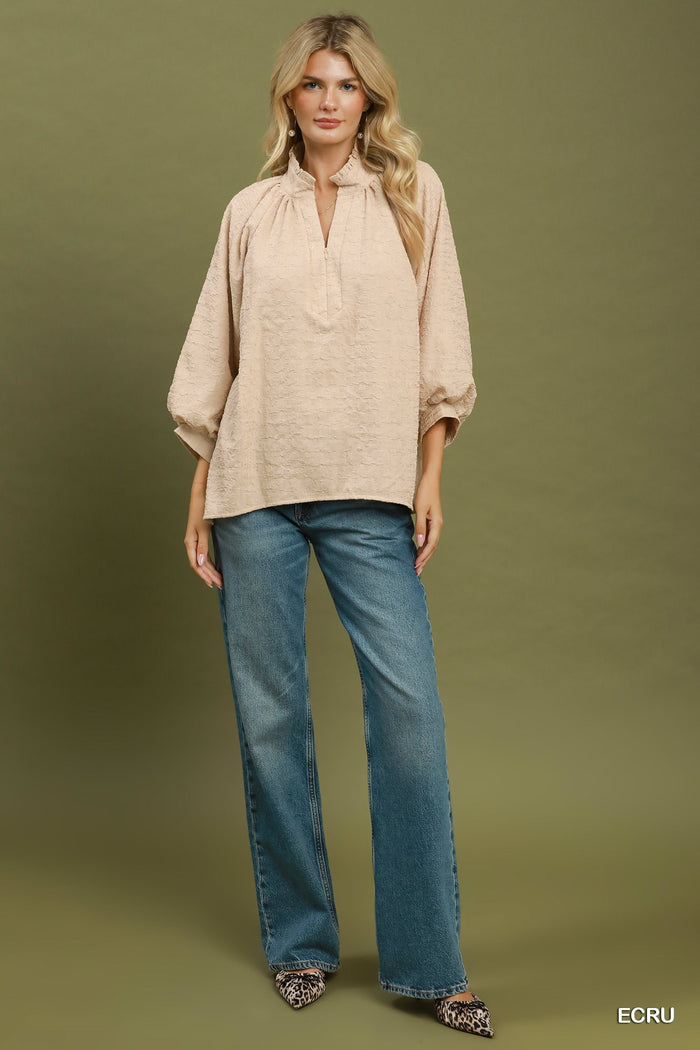 Textured Fall Half-Zip Top