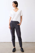 Graphite active pants with elastic waistband and ankle-length tapered fit