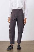 Graphite tapered wide-leg pants with belt loops and zip front