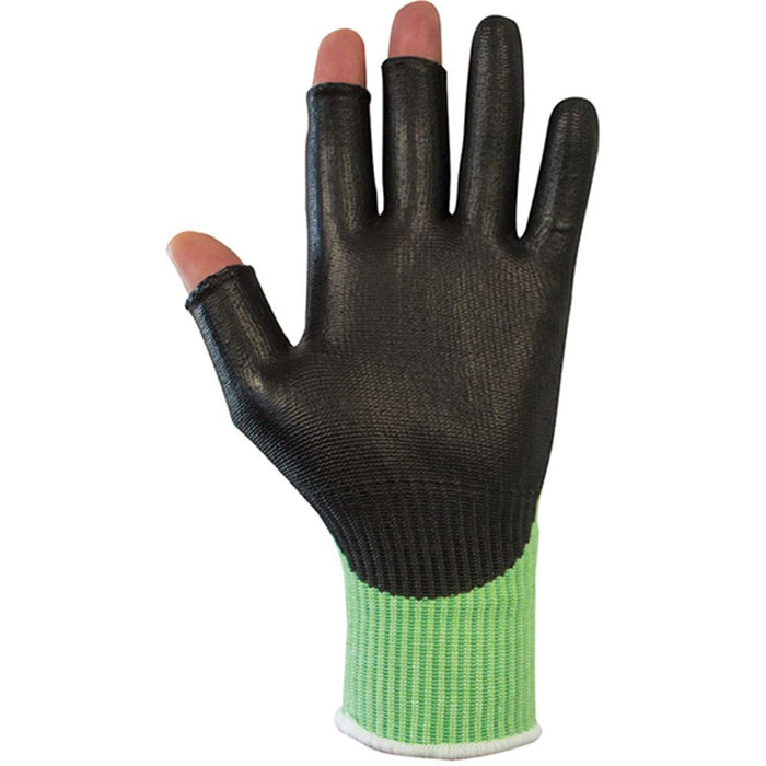 TraffiGlove TG5220 X-Dura 3-Digit Cut C PU Palm Coated Green Gloves - 10g