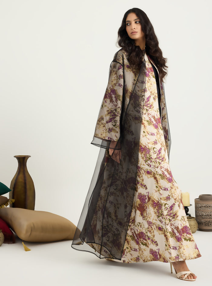 Two-Piece Double Layer jaquarde Organze Abaya - Store WF