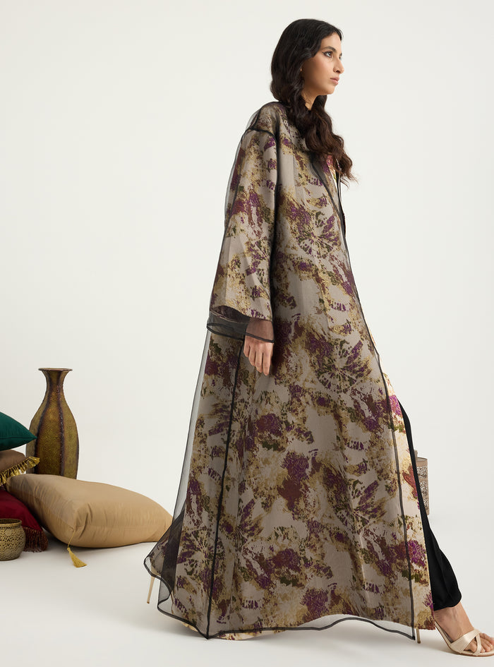 Two-Piece Double Layer jaquarde Organze Abaya - Store WF