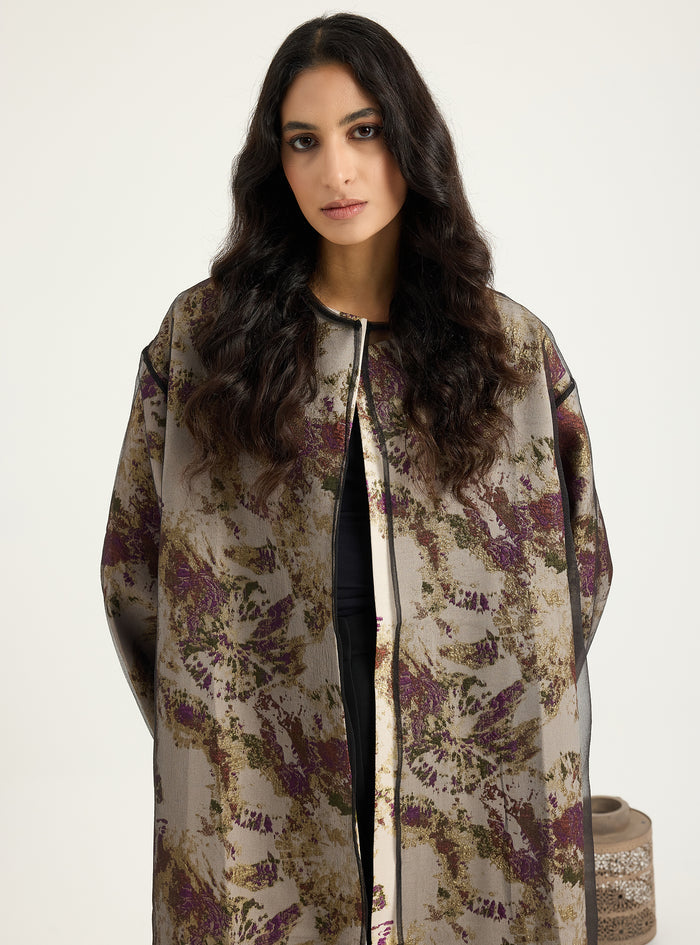 Two-Piece Double Layer jaquarde Organze Abaya - Store WF