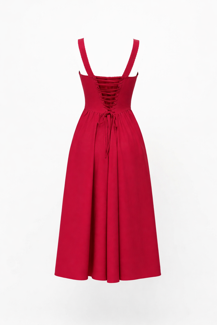 Valentina Red Midi Dress