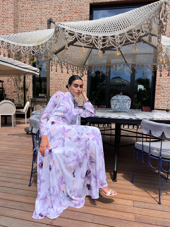 Watercolor Bloom Chiffon Maxi Dress - Store WF