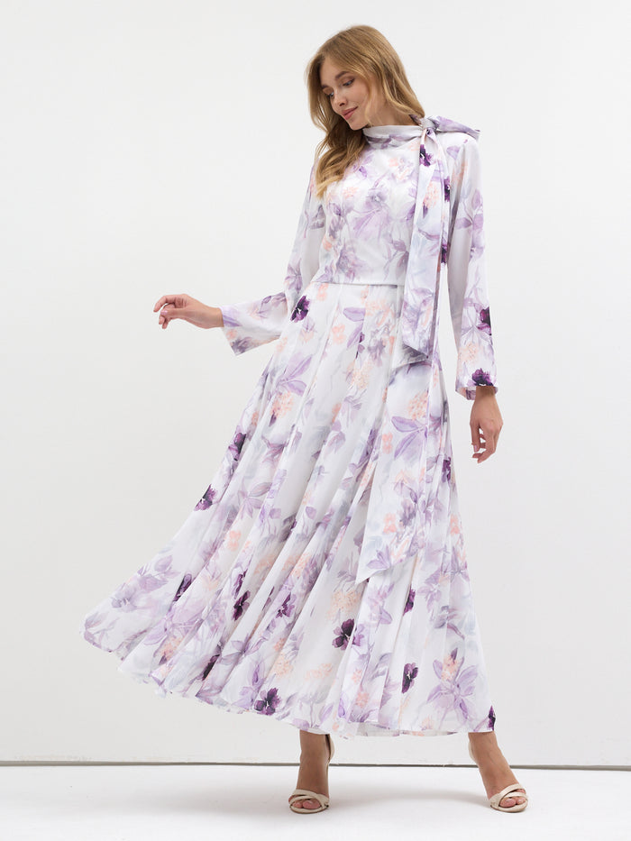 Watercolor Bloom Chiffon Maxi Dress - Store WF