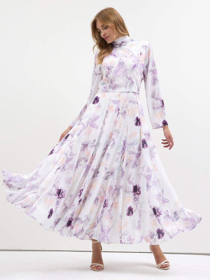 Watercolor Bloom Chiffon Maxi Dress - Store WF