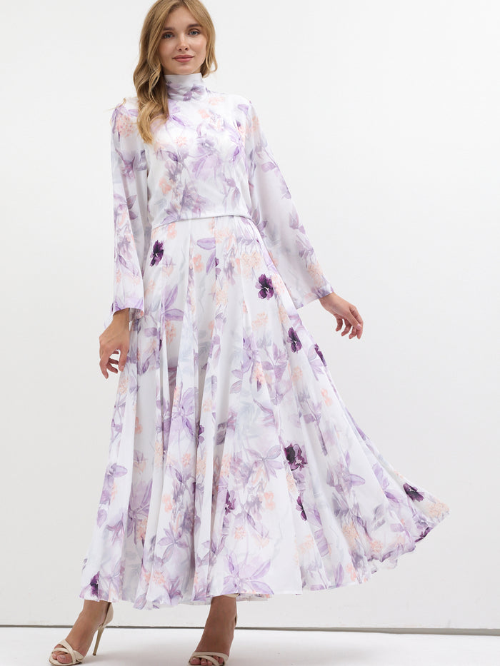 Watercolor Bloom Chiffon Maxi Dress - Store WF