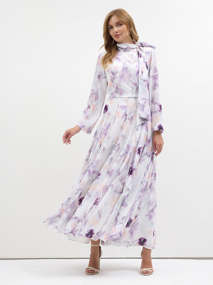 Watercolor Bloom Chiffon Maxi Dress - Store WF