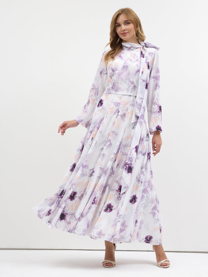 Watercolor Bloom Chiffon Maxi Dress - Store WF
