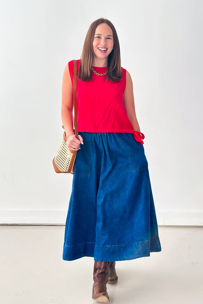 Weekend Blues Denim Midi Skirt