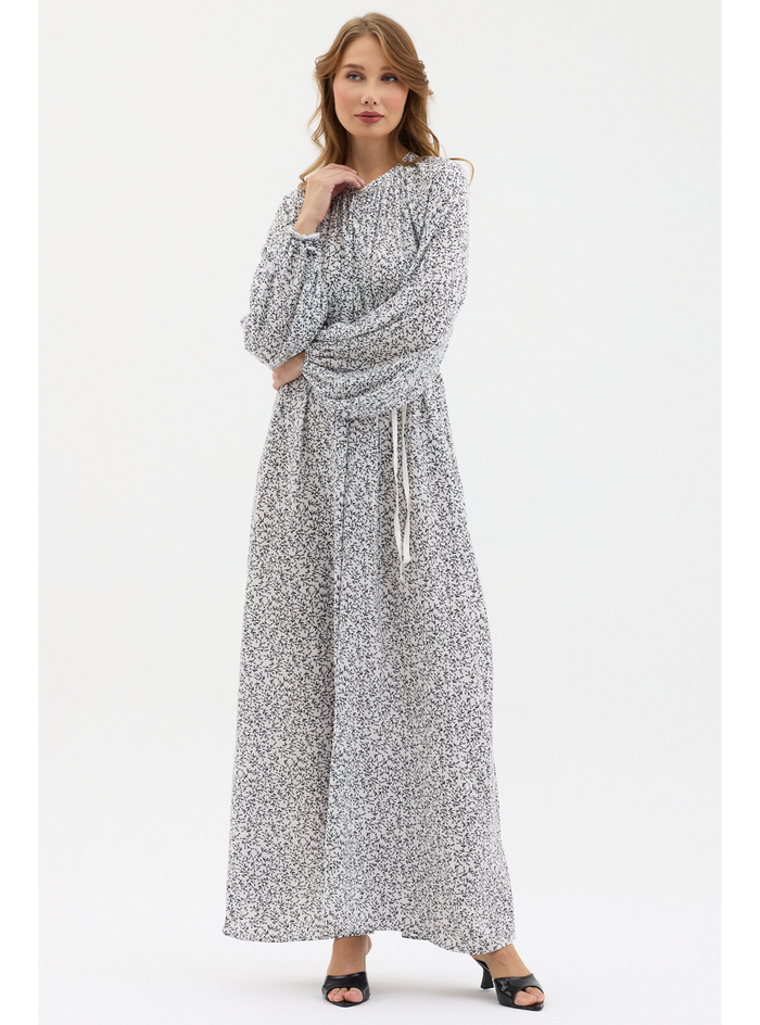 White Floral Belted Maxi Dress - Store WF