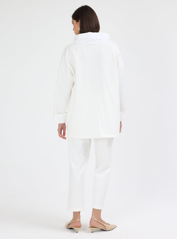 White Ivory Funnel Neck Oversized Set - Store WF