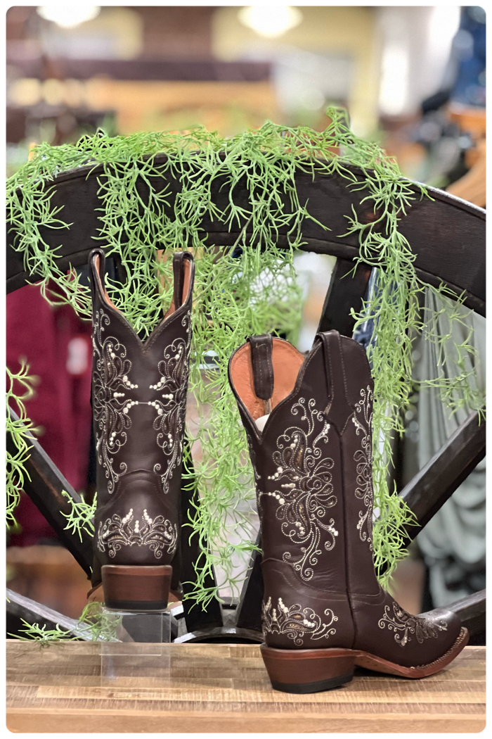 Women's Athletic Fit Leather Boot with Butterfly Inlay-Women's Boot-Tanner Mark-Gallop 'n Glitz- Women's Western Wear Boutique, Located in Grants Pass, Oregon