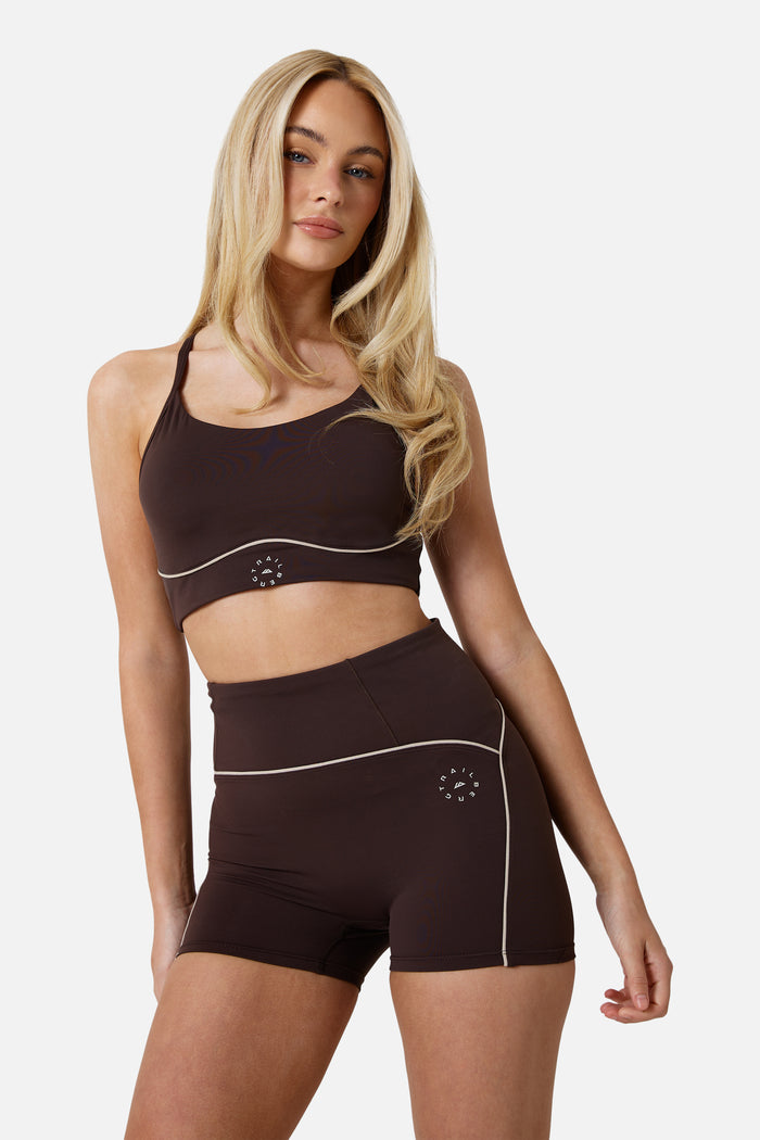 Womens Drift Strappy Sports Bra - Bitter Chocolate