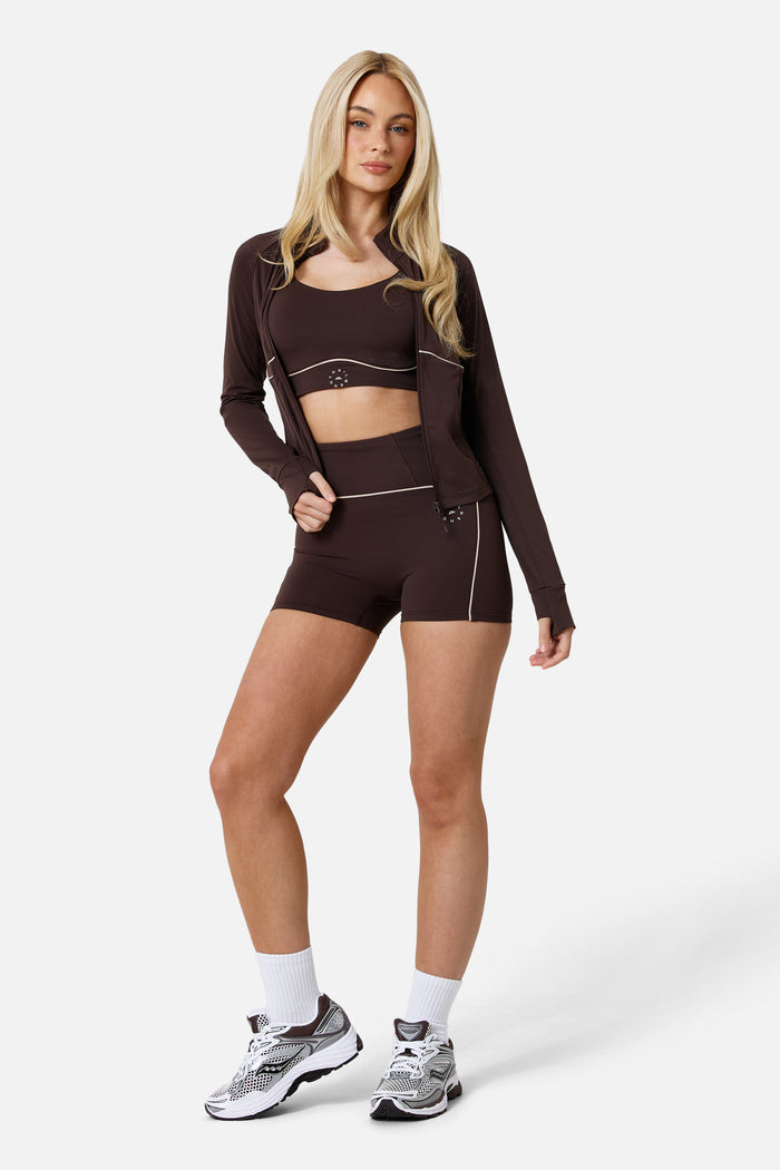 Womens Drift Strappy Sports Bra - Bitter Chocolate