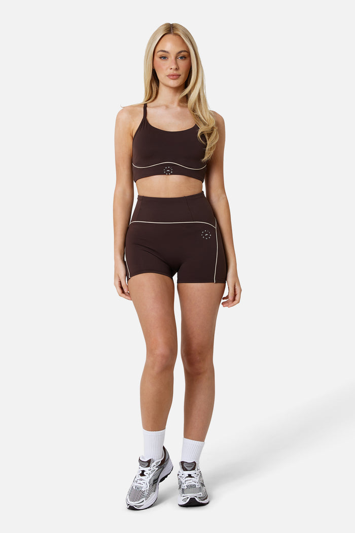 Womens Drift Strappy Sports Bra - Bitter Chocolate