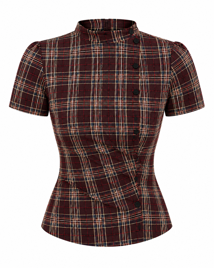 Wrap Plaid Shirt - Crimson Red