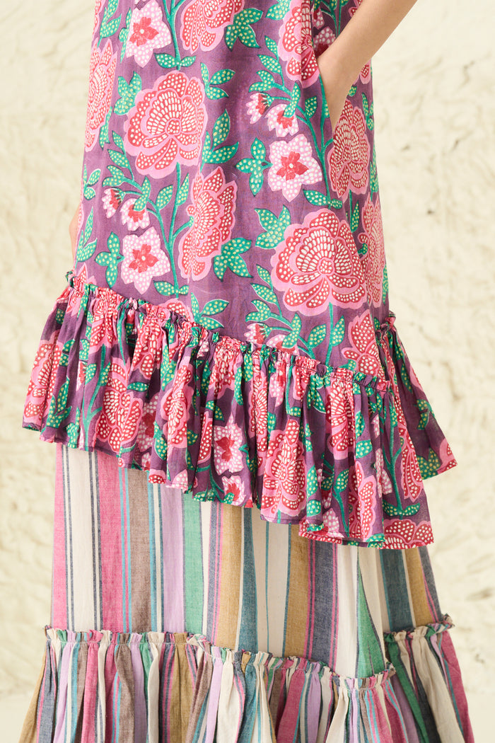 ZIYA DRES | ROSETTE PLUM X JUNO STRIPE