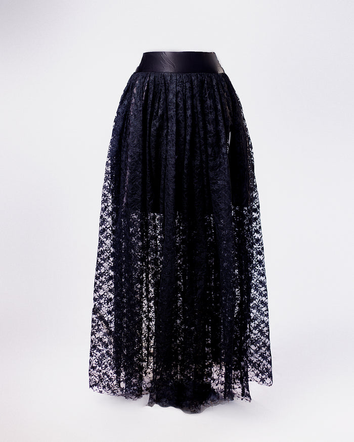 Zora Skirt - Lace Maxi Skirt with Thigh-High Slit - Dimaz